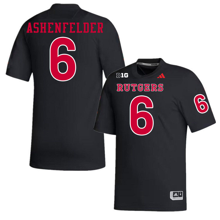Rutgers Scarlet Knights #6 Sean Ashenfelder College Football Jerseys Stitched-Black